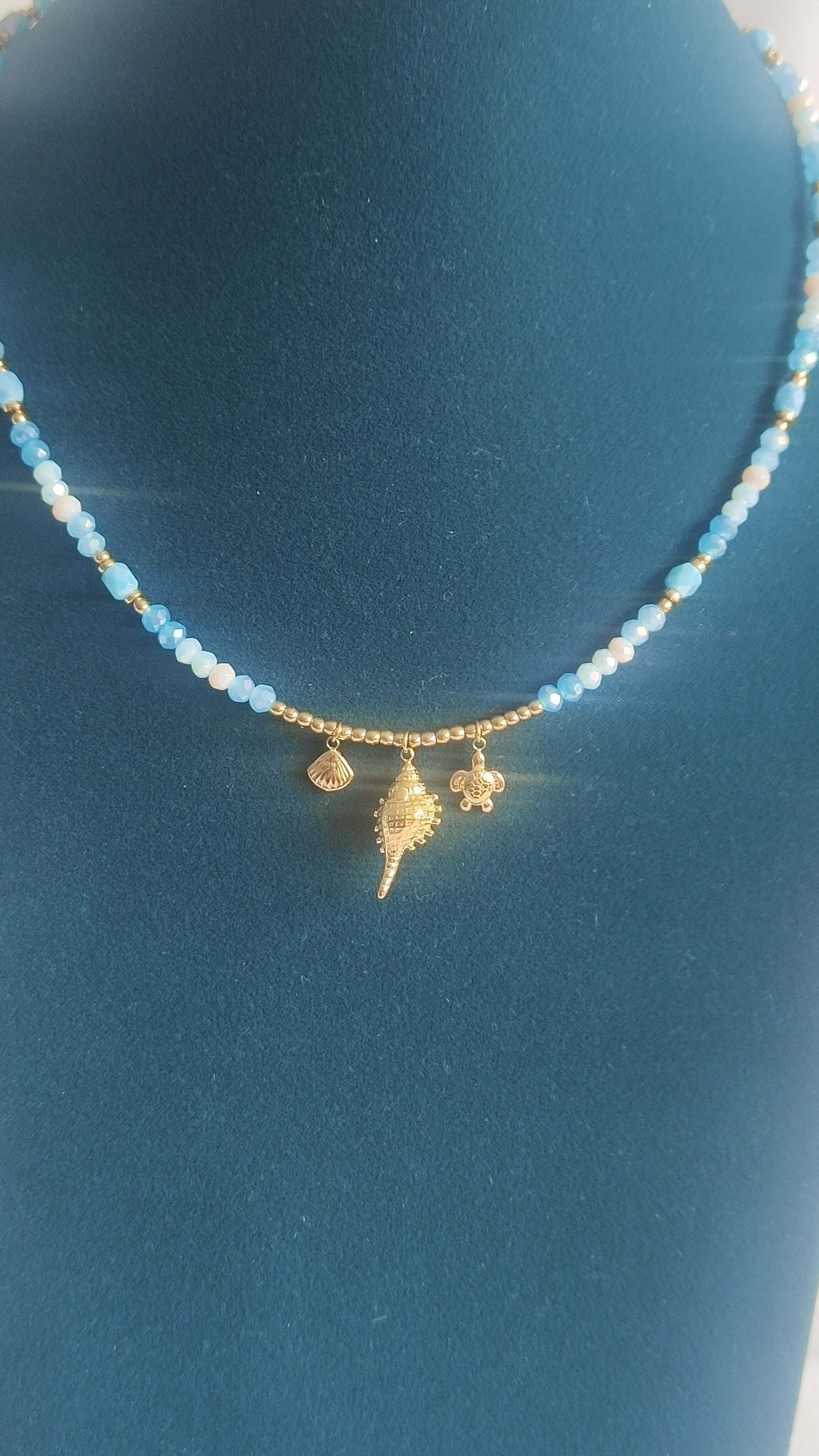 Collier Coquillage Bleu