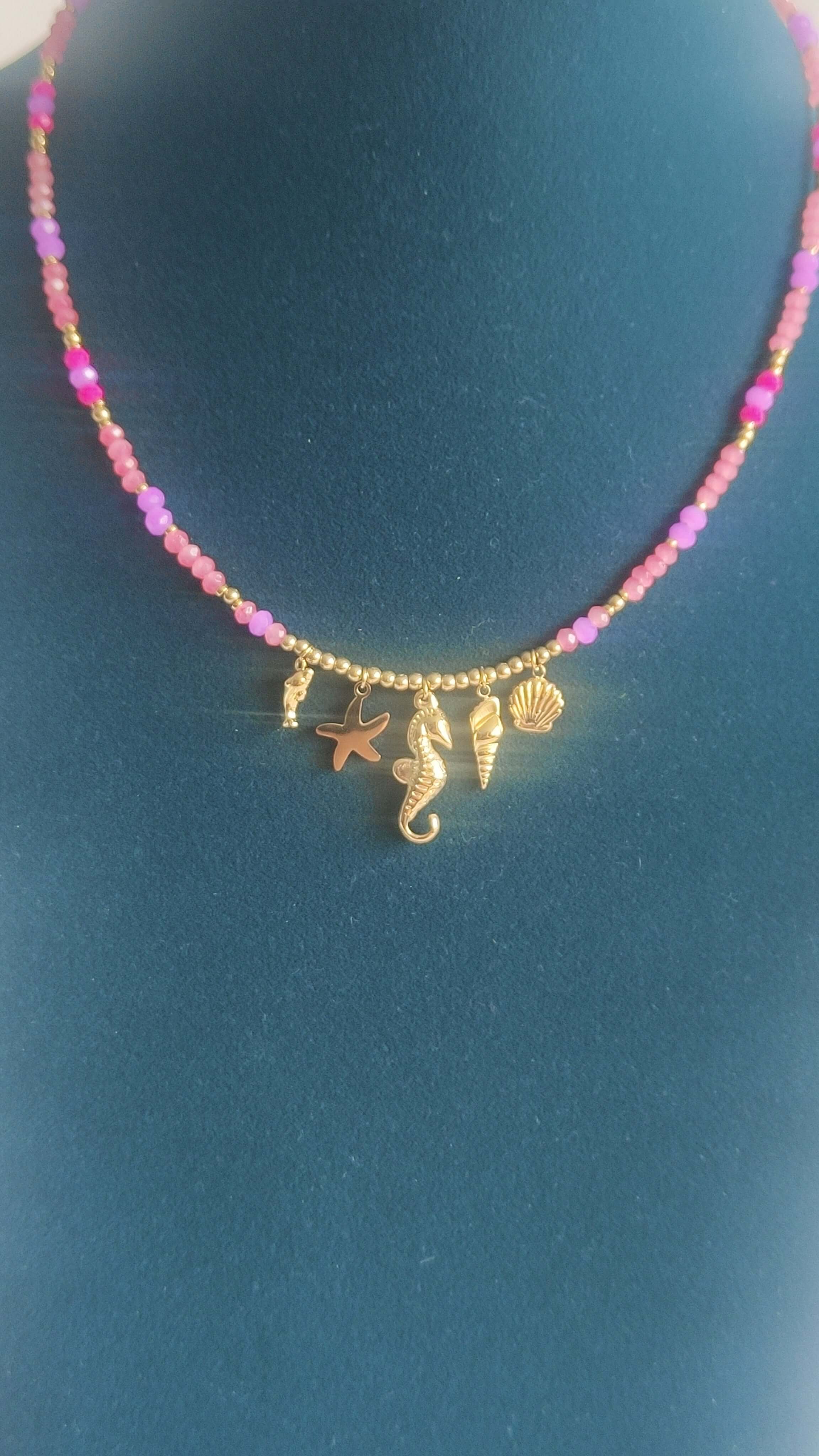 Collier Coquillage Fuchsia